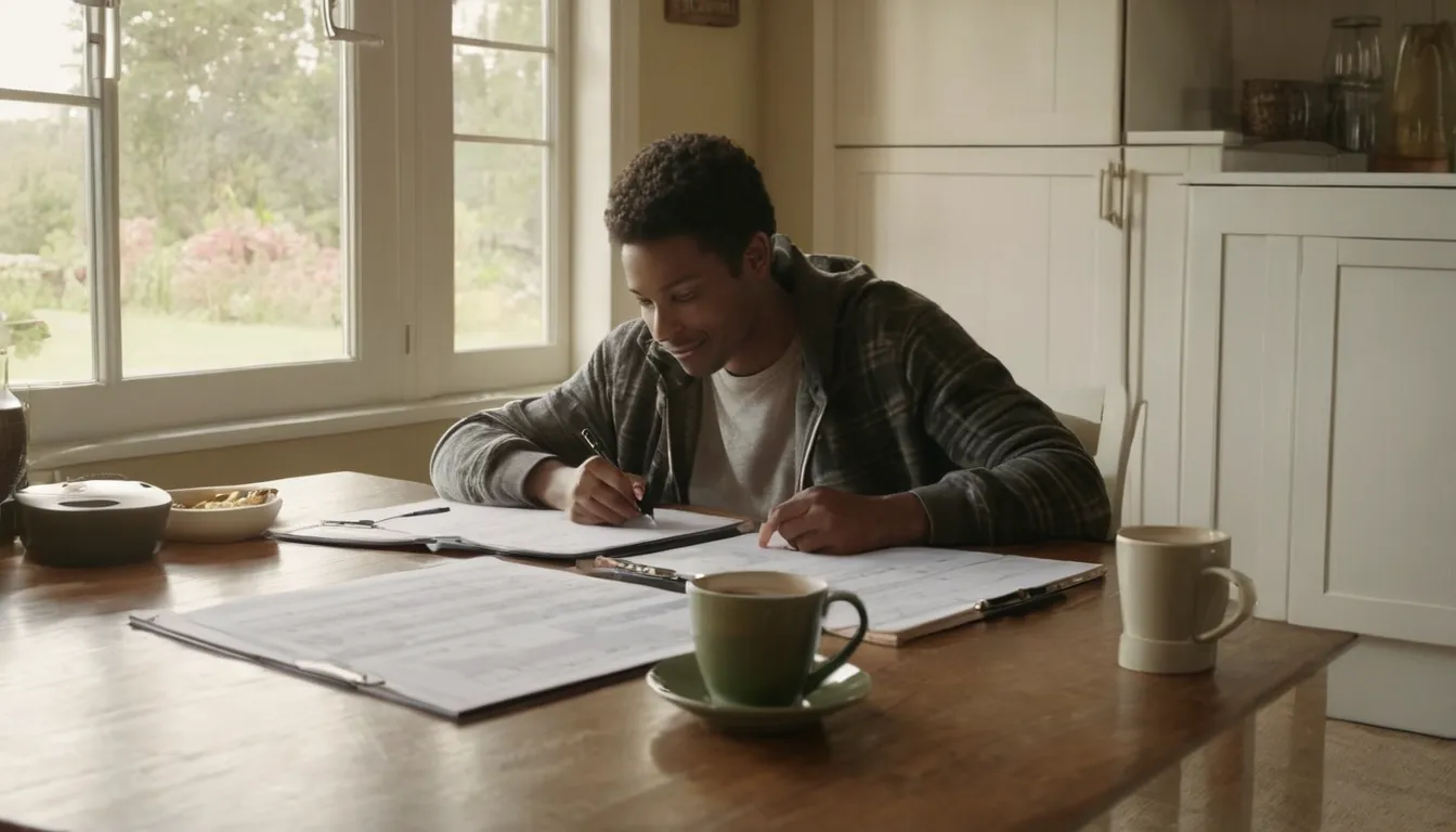 A homeowner reviewing a window and siding plan at a kitchen table in the Tarpon Springs area