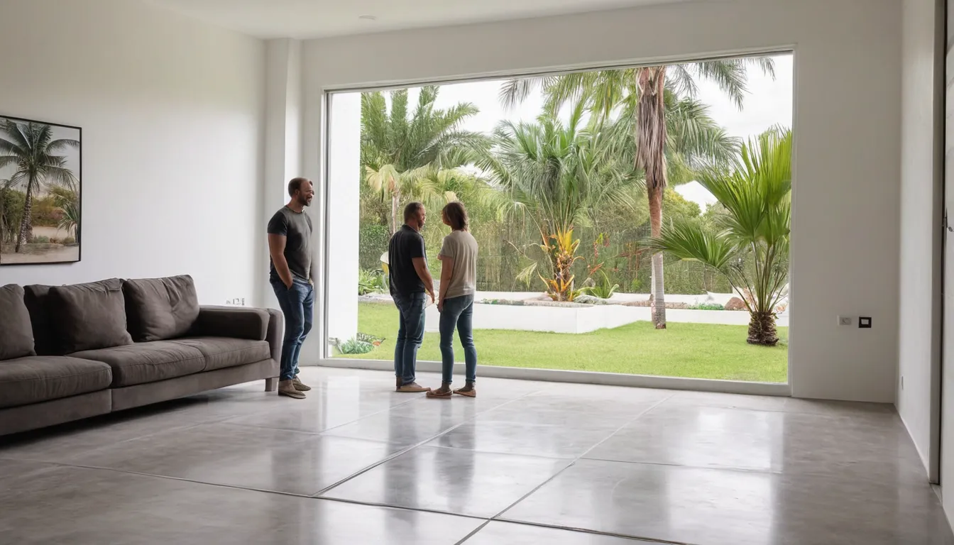 A friendly homeowner and a window provider reviewing a new window in a bright living room in the Tarpon Springs area